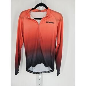 Ulibike Womens Sz M Long Sleeve Full Zip Cycling Jacket Orange Ombre Lightweight